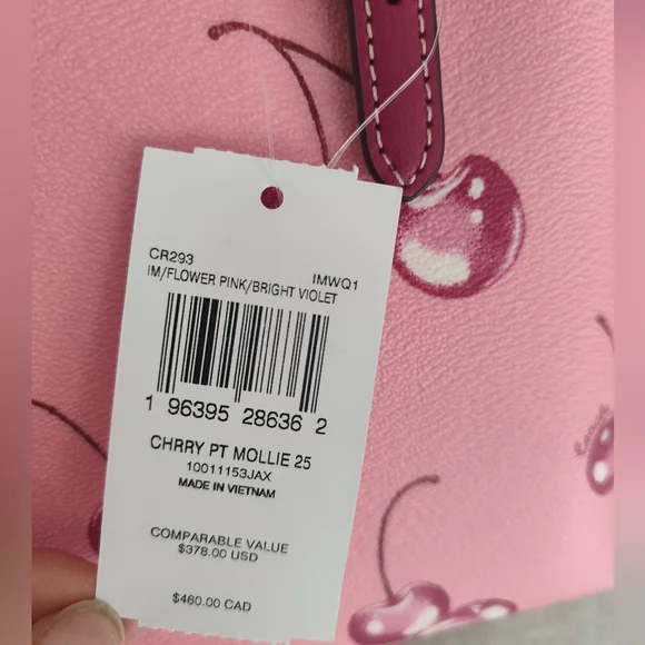 🍒🍒🍒Mollie Tote Bag 25 With Cherry Print - Picture 9 of 9